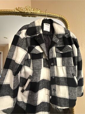 Garage Black and White Plaid Lightweight Shacket